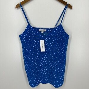 Amour Vert Silk Tank Top Women's M Blue Polka Dot Barlow Riviera New NWT